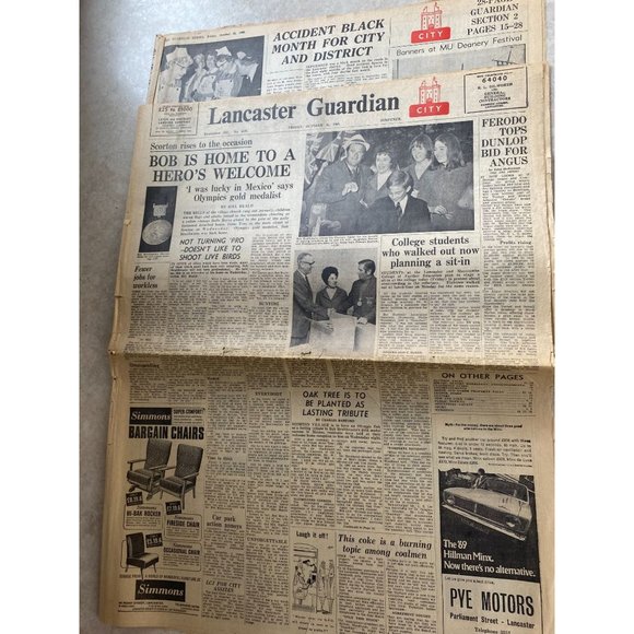 Lancaster Guardian Newspaper Friday October 25 1968 Section 1 and 2 - Picture 1 of 8